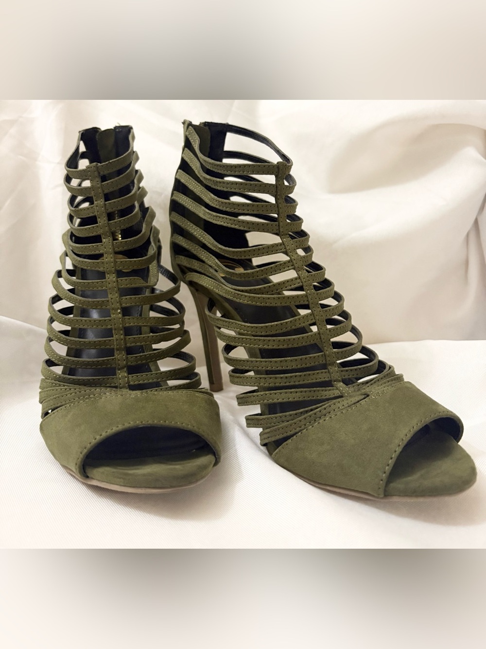 Olive Strappy High Heel Sandals for Women